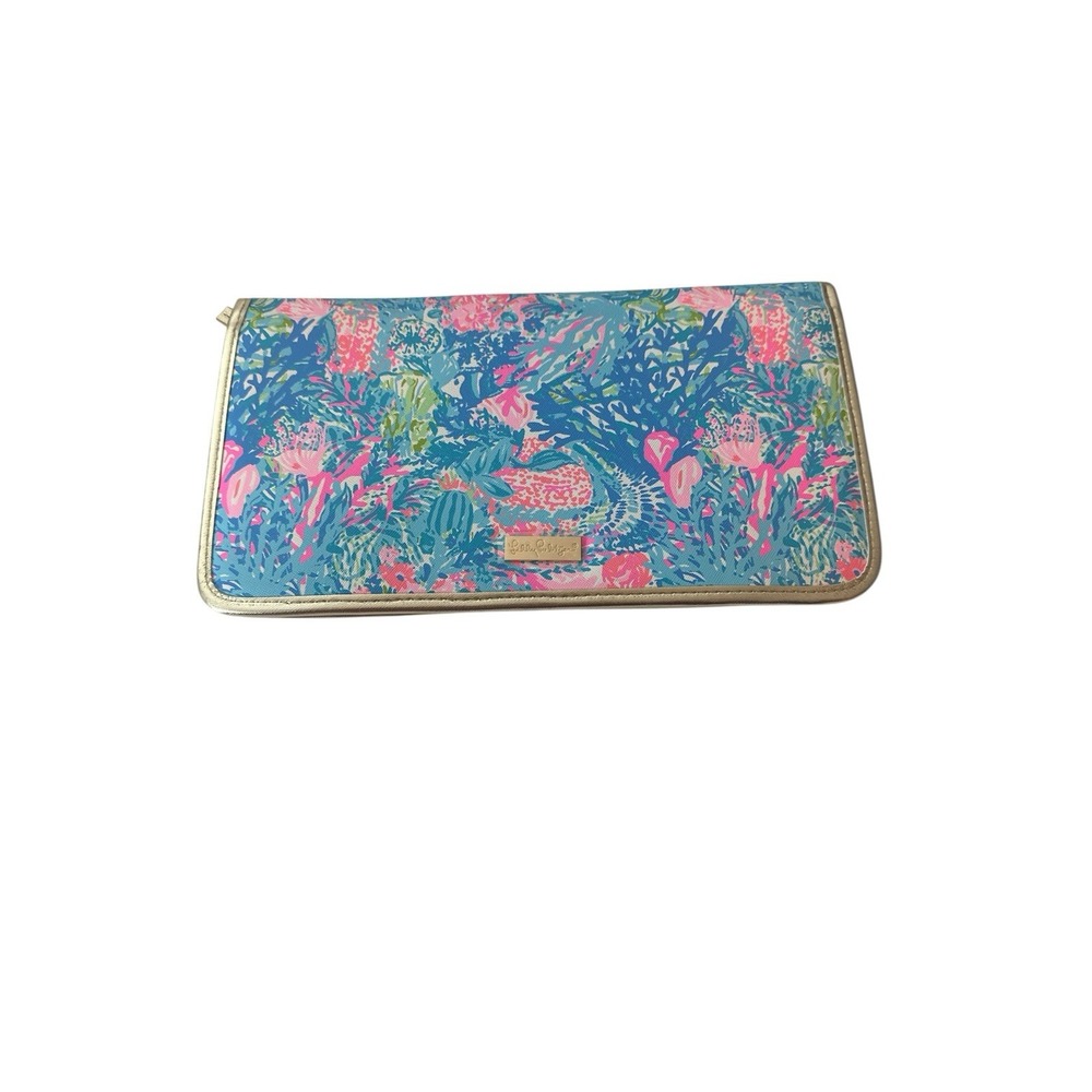 New Lilly Pulitzer Travel‎ Organizer Fished My Wish Blues, Gold & Pink